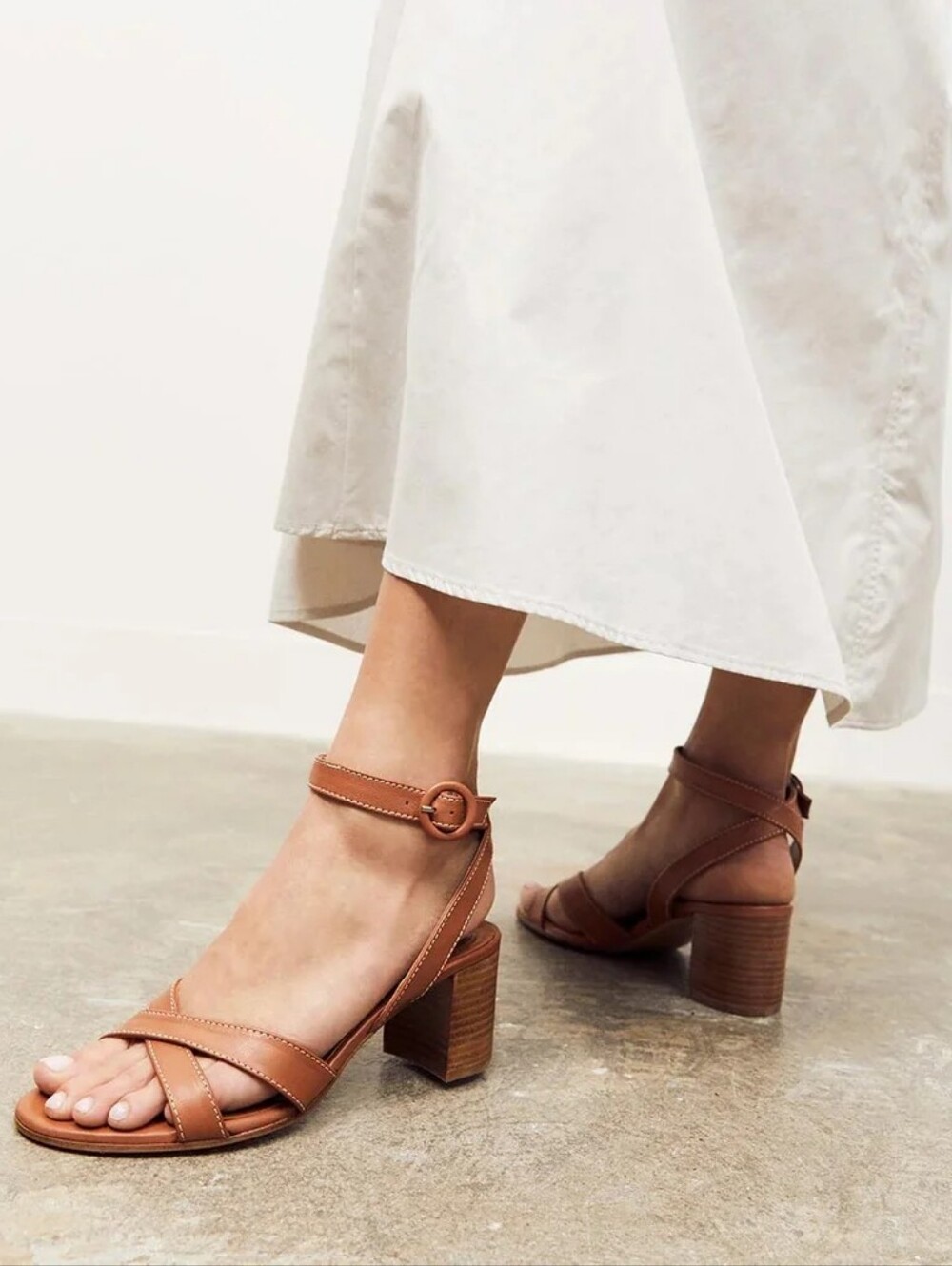 MARGAUX City Sandals Nappa Leather in Chestnut